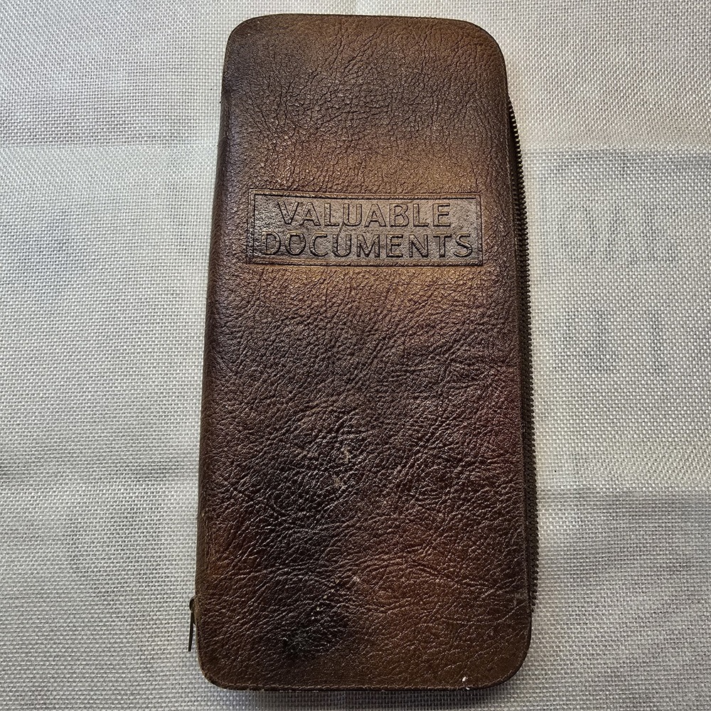 Vtg 1951 Midland Co-Op Advertising Leather Valuable Documents Folder Zipper